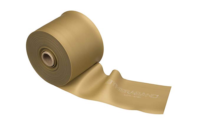 TheraBand Resistance Band 25 Yard Roll, Gold Max Strength Elite Non-Latex Professional Elastic Bands For Upper & Lower Body Exercise, Physical Therapy, Pilates, Rehab, Dispenser Box