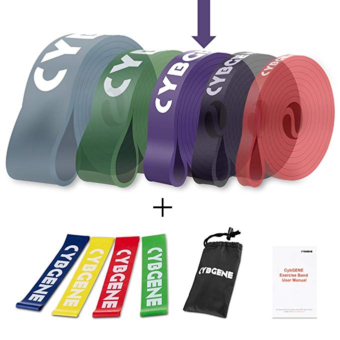 CybGene Set of 4 Resistance Loop Bands, Resistance Exercise Bands for Home Fitness, Stretching, Strength Training, Physical Therapy