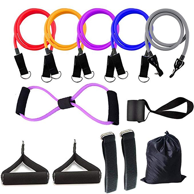 Vivoice Resistance Band Set Exercise Bands with Door Anchor Ankle Strap Handles Resistance Band Carrying Case for Resistance Training, Physical Therapy, Home Workouts