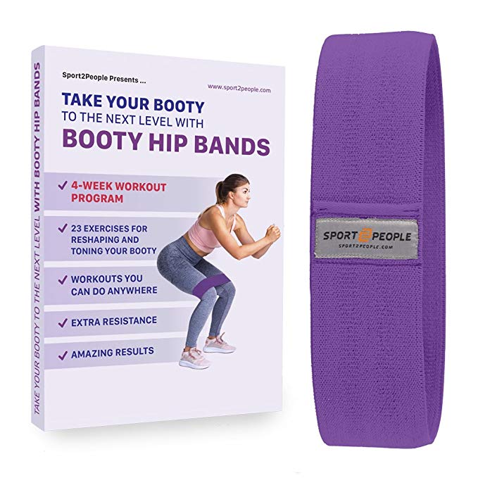 Sport2People Booty Bands with Free 4-Week Workout Program - Durable Hip Circle Band - Heavy Resistance Squat Bands for Leg, Glute, Strength Training, Crossfit, Home Gym, Fitness