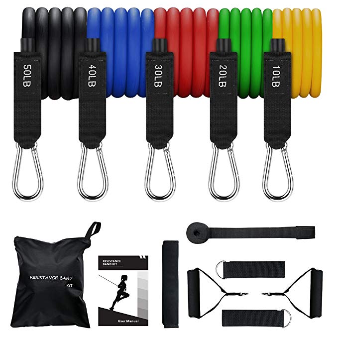 Mpow G-3 Resistance Bands Set,150 LBS Gym Resistance Bands with Handles & User Manual, 5 Anti Snap Resistance Bands for Men/Women Strengthening Muscle, Keeping Healthy at Home/Gym