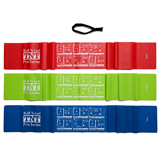 TNT Pro Series Exercise Stretch Bands Resistance Set Heavy Duty Door Anchor Included