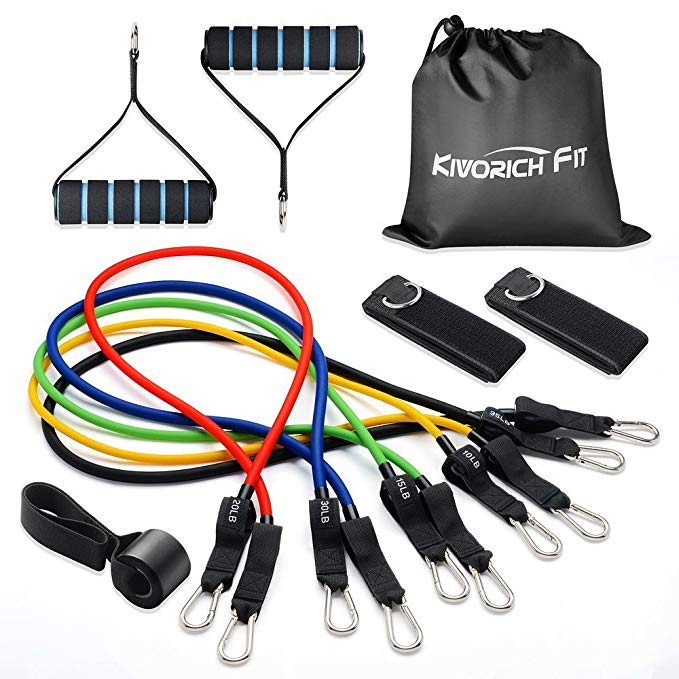 Kivorich Fit Resistance Bands, Exercise Bands for Training, Physical Therapy, Home Workouts, Workout Bands Set with Door Anchor, Ankle Straps