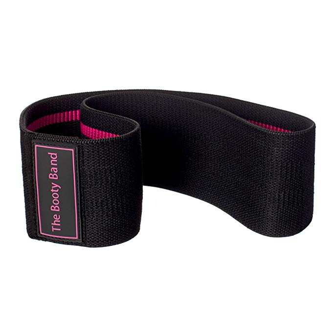 The Booty Band Workout Band Black and Pink– Non-Slip Grippy Elastic Band, Designed to specifically Target Glutes, for Fitness and Strength