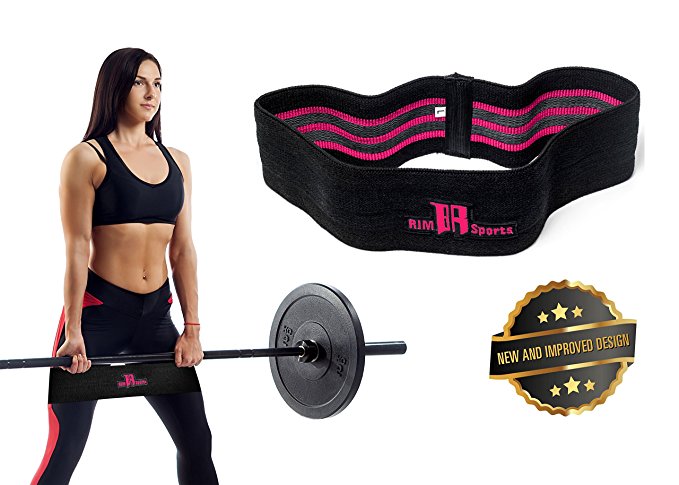 RIMSports Resistance Hip Bands Circle Best Resistance Glute Band Legs Butt - Ideal Exercise Bands Booty - Fit Workout Katy Hearn Bands Hips Glutes Exercises (Black Pink)