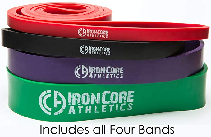 Pull-Up Assistance Bands - set of 4 Assisted Pull Up Bands - #2 Red, #3 Black, #4 Purple, #5 Green – Provides 10 – 285lbs Resistance / Assistance