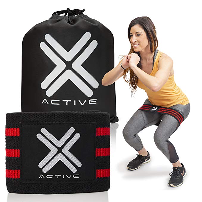 ACTIVEX Hip Band - Thigh - Hip Resistance - Booty Exercise Resistance Bands - Stretching, Lifting, Squatting, Pilates, Crossfit Workouts - Medium and Large Bands Sold Separately