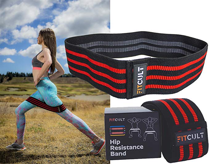 FitCult Hip Resistance Band: Nonslip, Fabric, Thigh, Hip & Booty Elastic Exercise Band For Women & Men, Booty band, Glute Band, Cloth Resistance Band