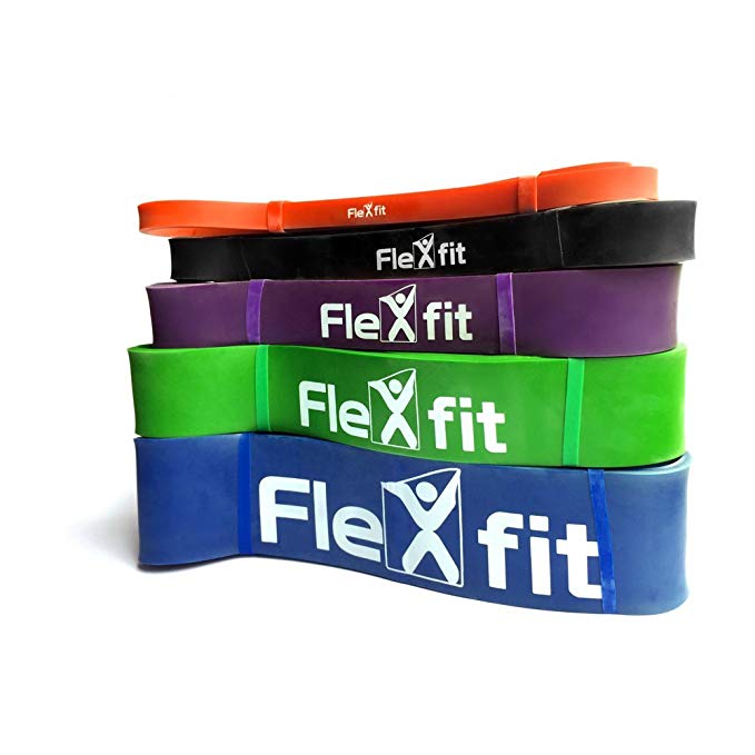 Flexfit Resistance Bands Pull Up Assist Stretch Straps for Strength and Flexibility at Home, Gym, Yoga, Outdoor Workout Routine Ideal for Upper Body and Butt + Legs Exercises