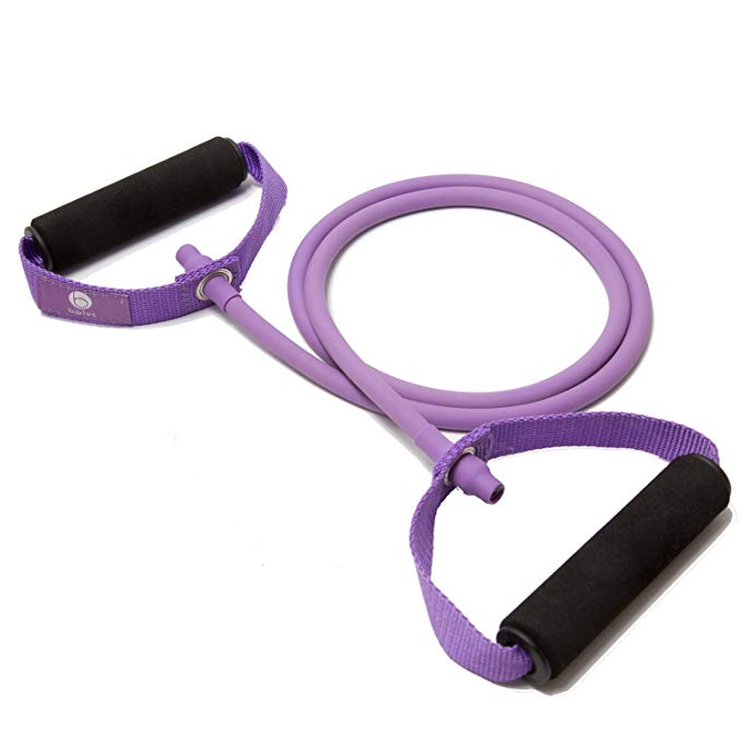 Belus Exercise Tubes with Handles by Resistance Tube Bands ~ for Workouts, Training, CrossFit, p90x, Pilates, Stretching, Fitness and More, Pink and Purple with Bonus Digital Exercise Guide