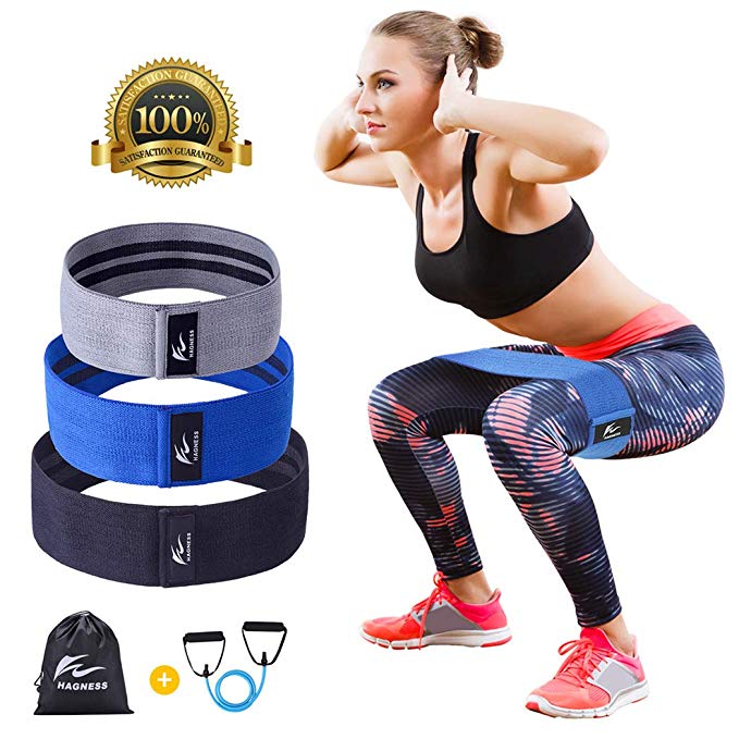 HAGNESS Resistance Bands Exercise Bands Booty Bands Wide Resistance Bands for Legs and Butt - Fabric Non Slip Workout Bands Booty Hip Bands Circle - Low Medium and Heavy Loop Exercise Bands