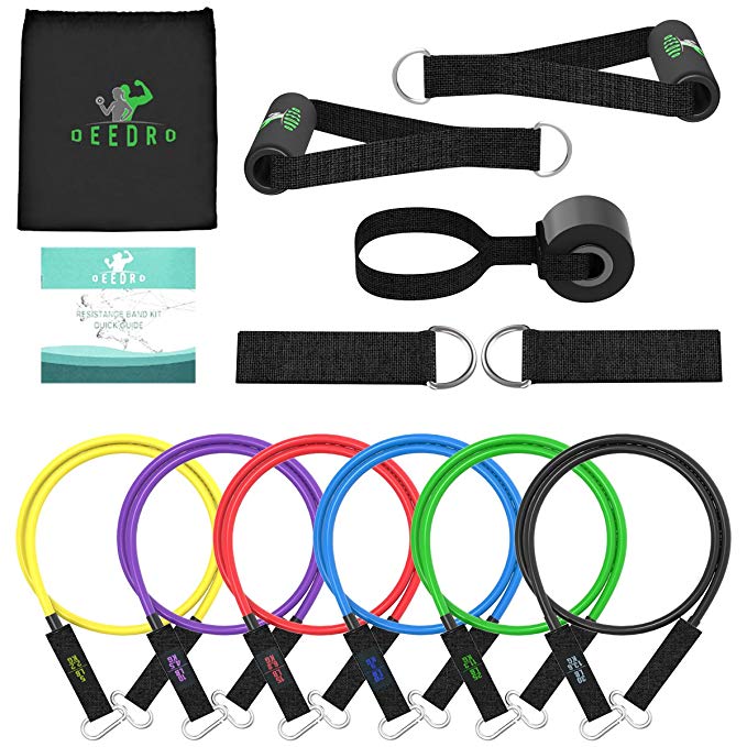 Deedro Resistance Band Set, 13 Pieces Resistance Tubes Workout Bands with Door Anchor Handles Ankle Straps Stackable Up To 105lbs For Resistance Training, Physical Therapy, Home Workouts Strengthening