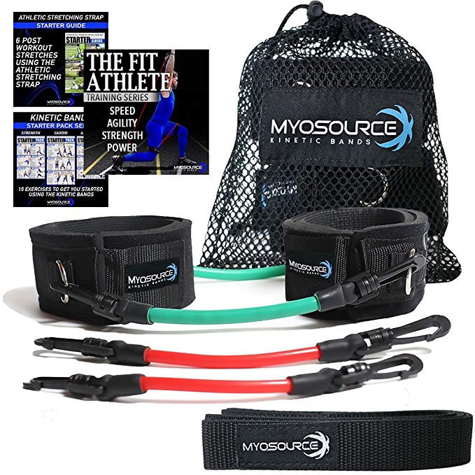 Kinetic Bands Leg Resistance Speed Bands for Athletic Performance and Fitness Training - Digital Training Videos and Workout Guides