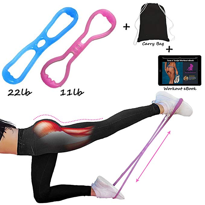 2 x Booty Belt Resistance Bands | Premium Booty Builder & Ab Toner| Sculpt & Tone a Brazilian Butt Lift & Get Your Best Beach body! Includes Carry Bag, 2 x Bands 11lb & 22lb & Total Body Workout Guide