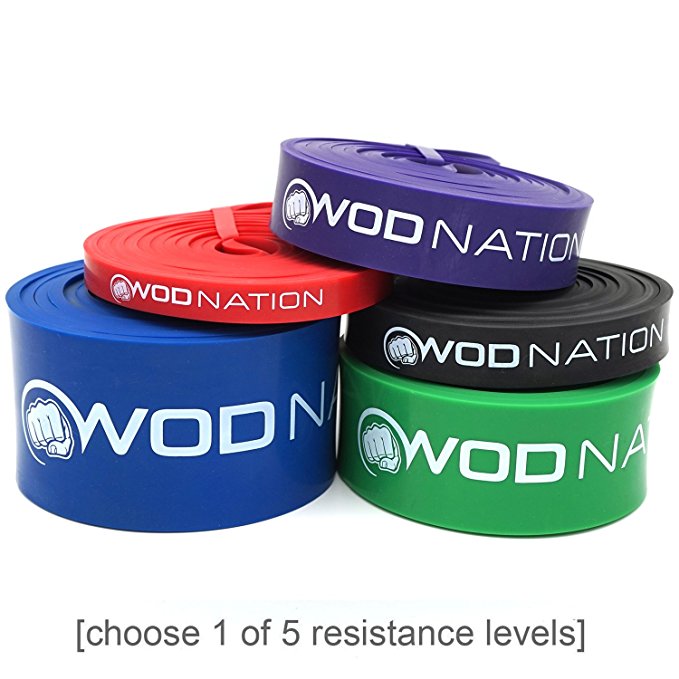 WOD Nation Pull Up Assist Band by for Pullup Assistance, Resistance Exercise, Stretch, Mobility Work & Functional Fitness + Video Workout Training & | 41 inch straps