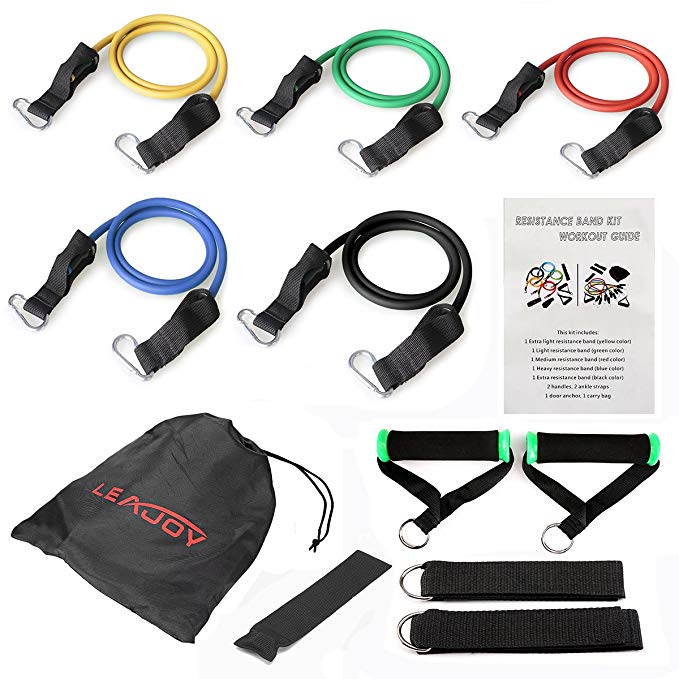 Resistance Bands Set with Exercise Tube Bands ,Door Anchor, Ankle Straps and Carry Bag - Home Gyms Workouts Fitness Yoga