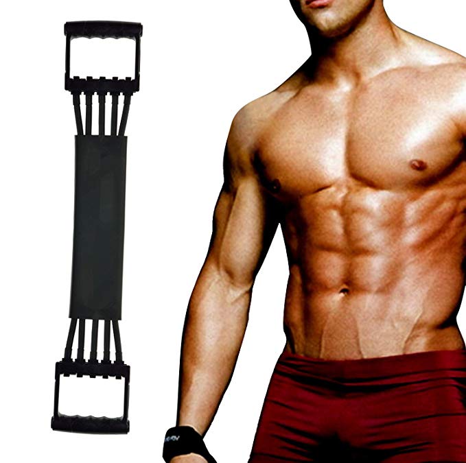 WIN.MAX Chest Expander 5-Adjustable Latex Tubes with Safe Cover Anti-Skid Handles Best Safety Upper Body Exerciser