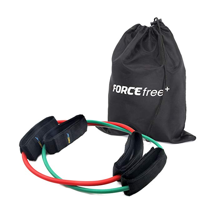 Forcefree+ Resistance Bands - Heavy Duty Tube with Padded Ankle Cuffs for Lower Body Workouts, Muscle Tone, Mobility and Strength