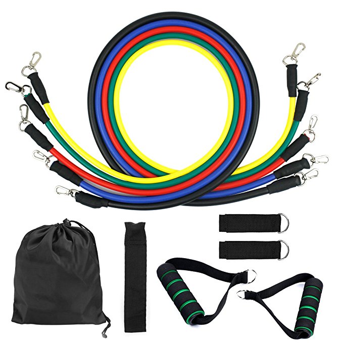 Dokpav Resistance Bands, Exercise Bands Include 5 Different Levels Exercise Bands, Door Anchor, Foam Handles, Ankle Straps and Carrying Bag for Workout