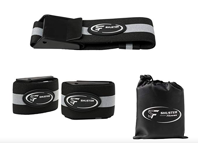 Shuster BFR/Occlusion Bands by Professional Grade, Helps Build Lean Muscle Mass With Using Less Weight, Quick Release Plastic Buckle, Pair of 2 Arm Bands, Carrying Case Included