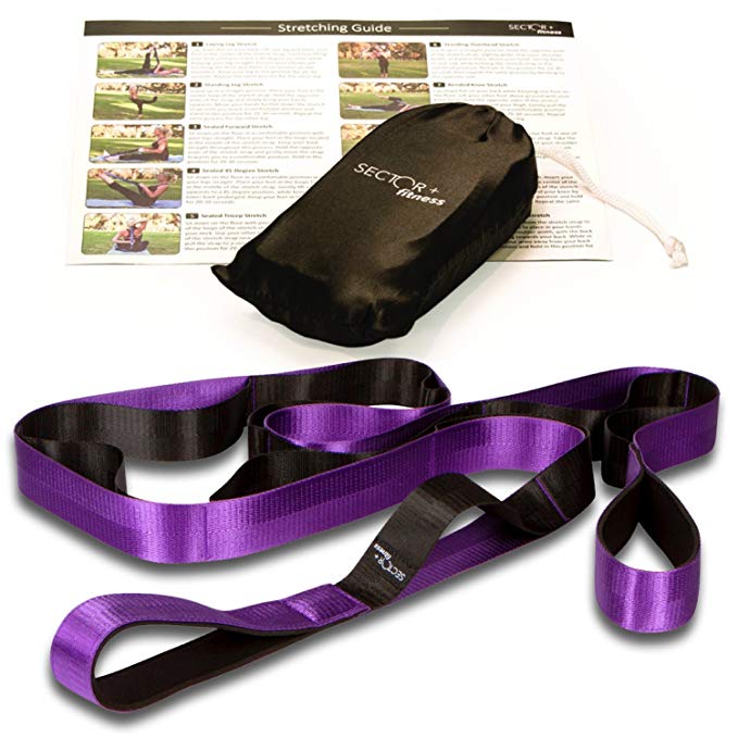 Sector Plus Fitness Stretching Strap - Carrying Bag & Stretching Guide Included