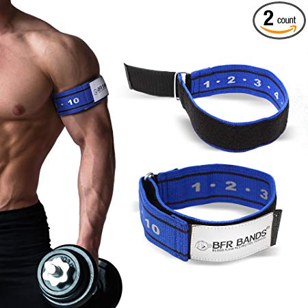 Occlusion Training Bands by BFR Bands, RIGID EDITION, Blood Flow Restriction Bands Give Lean & Fast Muscle Growth without Lifting Heavy Weights - Strong Adjustable Strap + Comfort Liner (Arms)