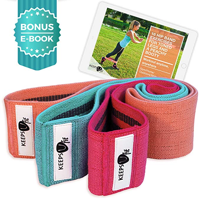 Hip Resistance Loop Band Set - Get a Peach Booty and Toned Legs Without Gym! Non-Rolling Thick Circles for Thigh Exercise & Butt-Kicking Workout! Take Them Anywhere & Build Your Glute Strength Easily