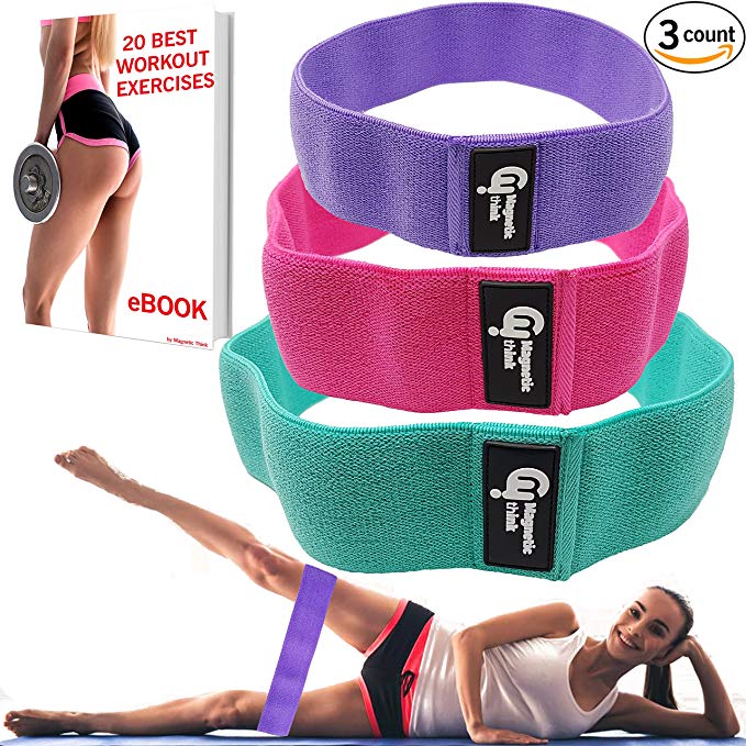 Hip Resistance Bands Set of 3 (Low, Medium and Heavy) - Hip Bands for Booty Building, Warm-up, Hip Workout, Booty Bands for Activating Glutes, Lifting - Ideal for Physical Therapy or Stretching