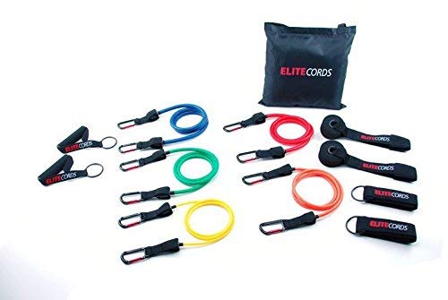 Elite Cords Resistance Bands 5 pack with Travel Bag with Jump Rope