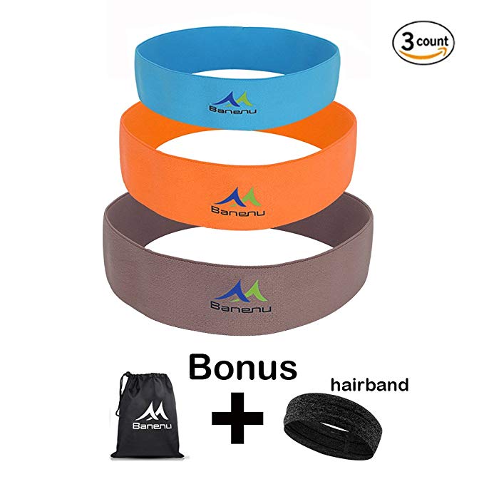 Banenu Booty Hip Resistance Bands Set of 3, Non-Slip Cotton Exercise Loop Bands - Fitness Bands for Body Shaping & Strength Training - Exercise Legs & Tights & Butt - Workout Bands for Women & Men