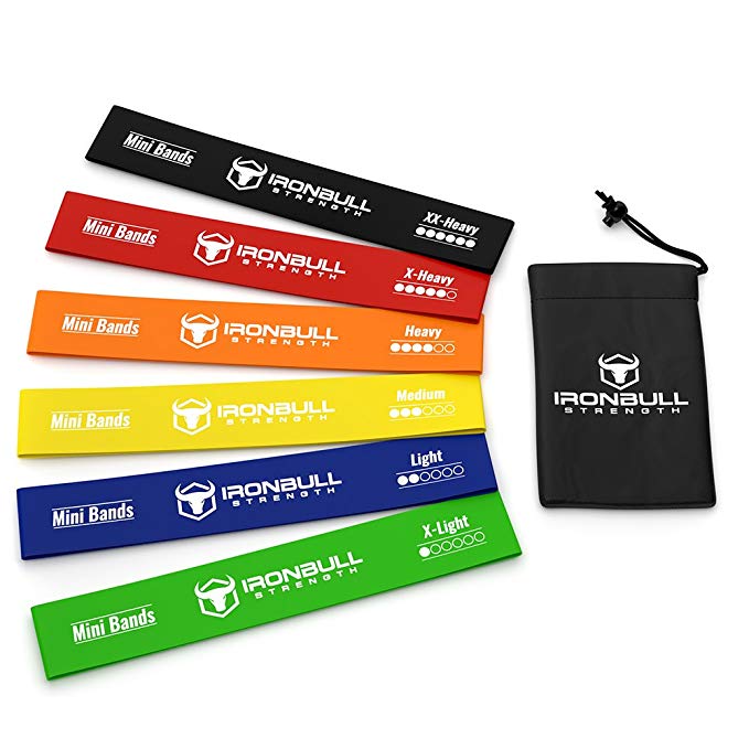 Loop Resistance Bands (Set of 6) - Exercise Resistance Bands - 12-inch Loop Workout Band - Best for Stretching, Physical Therapy and Home Fitness - With Handy Carry Bag