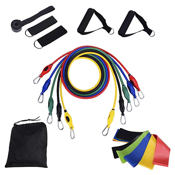 Taotuo 16 PCS Resistance Bands Set - with 5 Workout Bands and 5 Rehab Bands - Heavy Exercise Fitness Bands with Door Anchor Ankle Strap and Resistance Loop Bands Gymnastics