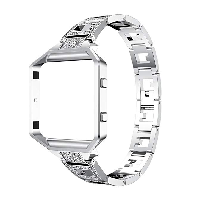 Seamount For Fitbit Blaze, Fashion Luxury Alloy Crystal Watch Band Wrist Strap With Metal Frame