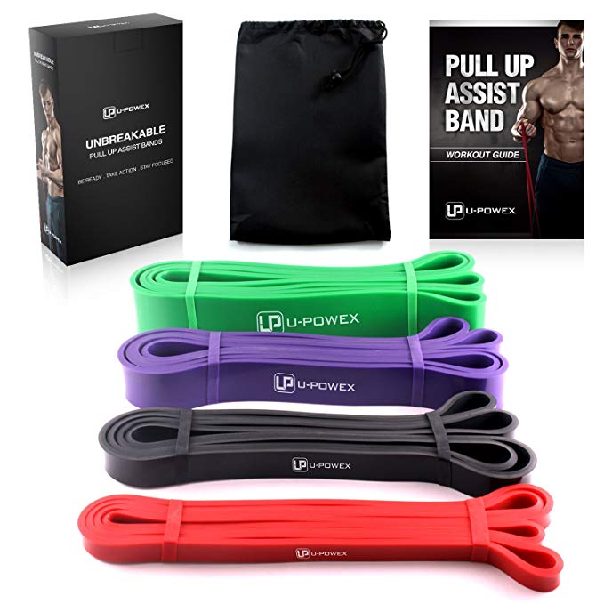 UPOWEX Pull Up Assist Bands – Set of 4 – Heavy Duty Resistance Bands – Mobility and Powerlifting Bands – Perfect for Body Stretching, Powerlifting and Resistance Training