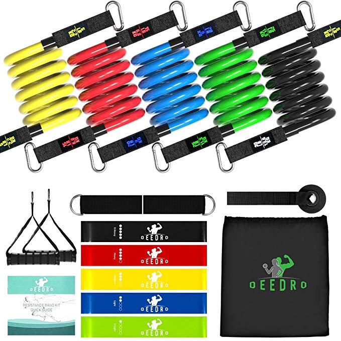 Deedro Resistance Bands Set 17 Pieces with Exercise Tube Bands, Resistance Loop Band, Door Anchor, Ankle Straps For Resistance Training, Home Workouts,Physical Therapy,Strengthening Muscle.