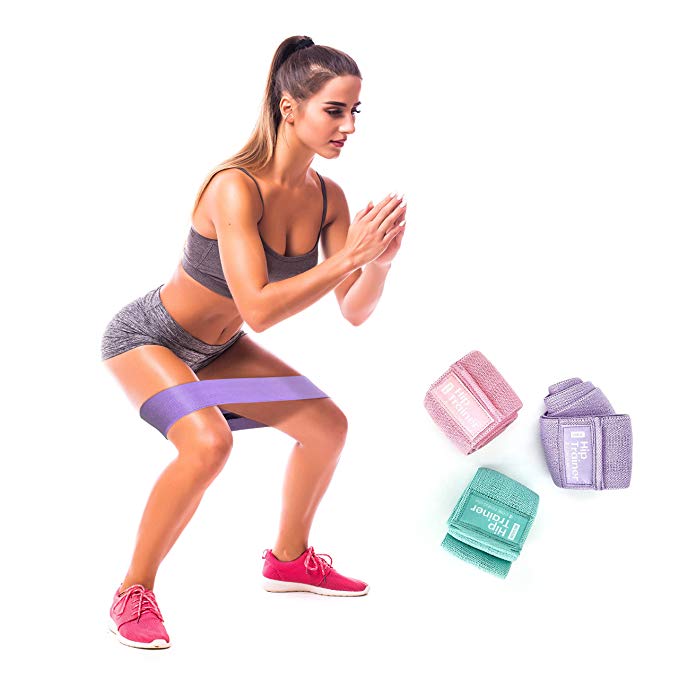 Booty Resistance Workout Fabric Non Slip Hip Bands, Set of 3, Perfect for Squats, Butt, Thigh and Hip Workout. Loop, Soft Cloth Resistance Booty Bands. Full Exercise Guide Included