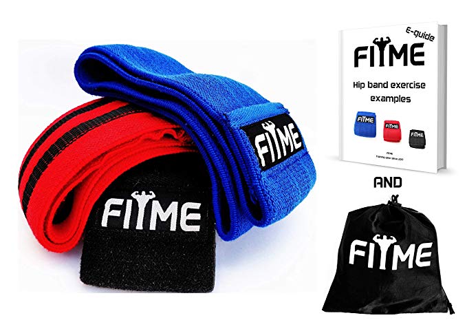 FITME Premium Exercise Resistance Workout Bands with Grip (Pack of 3 Sizes) - Exercise Guide and Carry Bag Included