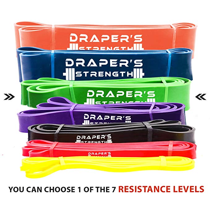 Draper's Strength Heavy Duty Pull Up Assist and Powerlifting Stretch Bands Add Resistance for Stretching, Exercise, and Assisted Pull Ups. Free E-Workout Guide (Single Band or Set) 41-inch