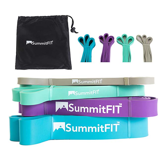 SummitFIT Pull Up Assistance Bands Set of 4 - Exercise Bands, Fitness Bands, Resistance Bands, Pullups Workout, Powerlifting Bands, Mobility Bands, Workout Bands, Heavy Duty 41”, Pull Up Assist Bands