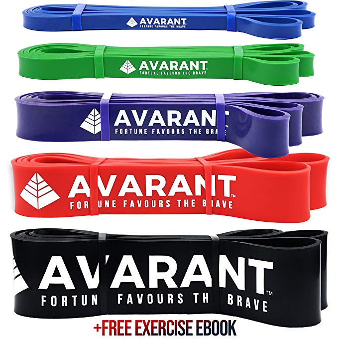 AVARANT Pull Up & Push Up Assist Bands/Heavy Duty Resistance Training Bands/Stretch Bands - Take your Fitness, CrossFit, Powerlifting, Stretching and Calisthenics Workouts Anywhere!