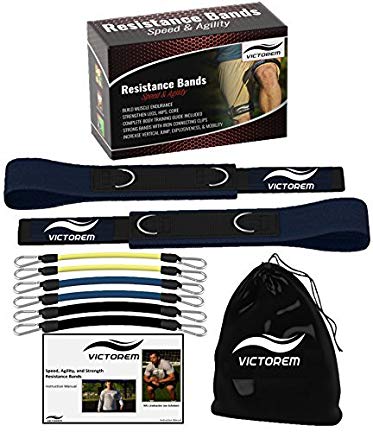 Victorem Speed & Agility Leg Resistance - Ultimate Speed Bands Set - Physical Fitness Workout Training - Increase Muscle Endurance - Football, Basketball, Soccer, Track & Field