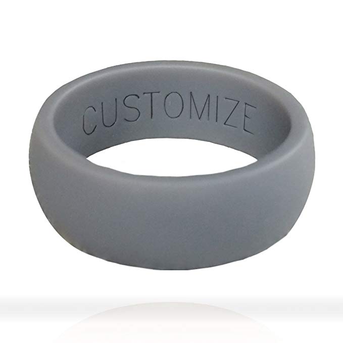 KIAORA Fit Apparel LLC CUSTOM Personalized Silicone Ring for Men. Engraved Silicone Wedding Band!