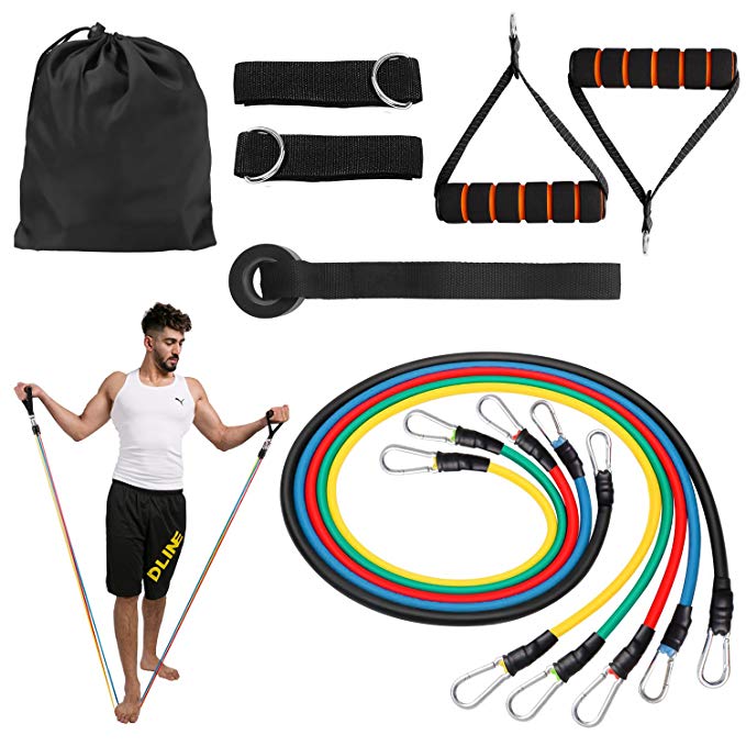 Shadow Fiend Resistance Bands Set - Include 5 Stackable Exercise Bands,Handles,Door Anchor and Ankle Straps -Workout Bands for Resistance Training, Physical Therapy, Local Muscle Training