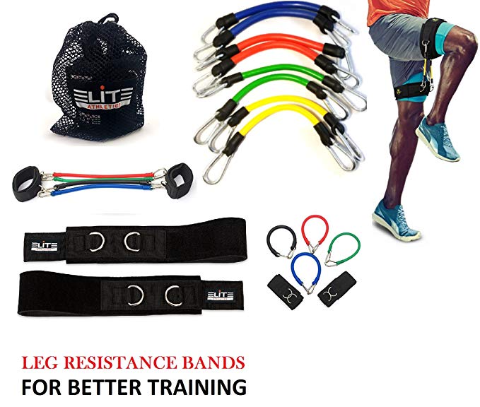 Speed Agility Kinetic Leg Resistance Bands - Ultimate Speed Training - Thigh Straps 8 Exercise&Fitness Bands + Carry Bag-Increase Muscle Endurance all Sports Specific -Football Basketball Soccer