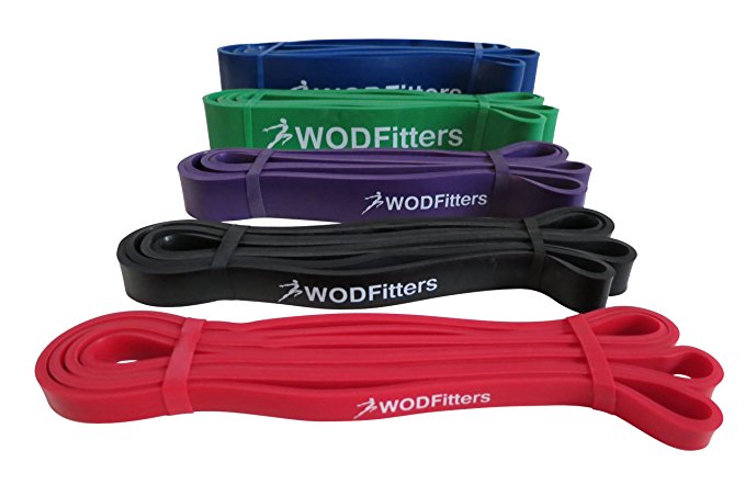 WODFitters Pull Up Assistance Bands - Stretch Resistance Band - Mobility Band - Powerlifting Bands - Extra Durable Top Rated Elastic Workout/Exercise Pull-Up Assist Bands - SINGLE BAND or SET