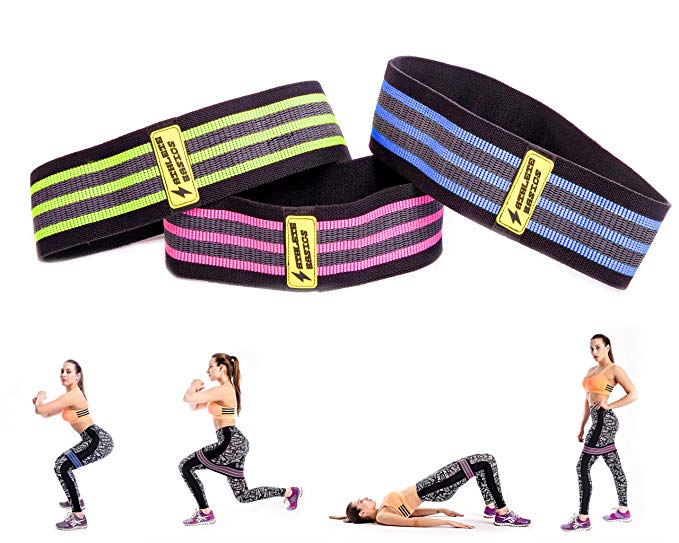 Athlete Basics 3-Piece Fabric Hip Bands - Slingshot Band to Maximize Workout, CrossFit, Yoga & More - Hip Circle Resistance Bands