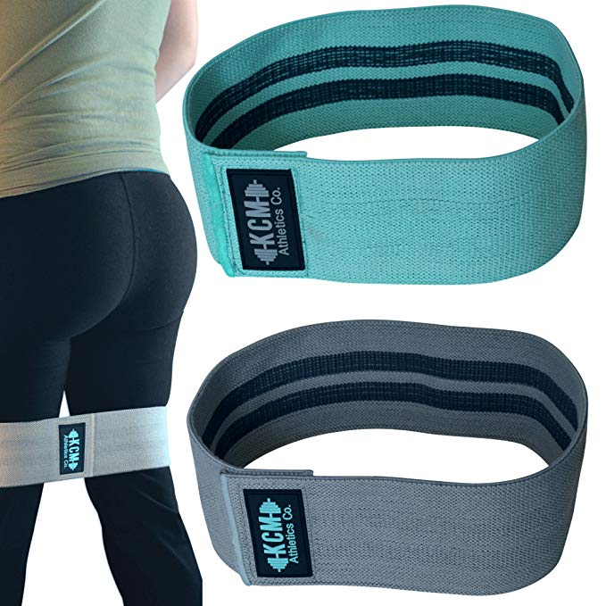 KCM Athletics Co. Hip Resistance Bands 80DO with Anti-Sweat Carry Bag for Booty Bands. Anti-Slip and Anti-Roll Technology Cloth Resistance Bands at Home Cotton Bands/Hip Band