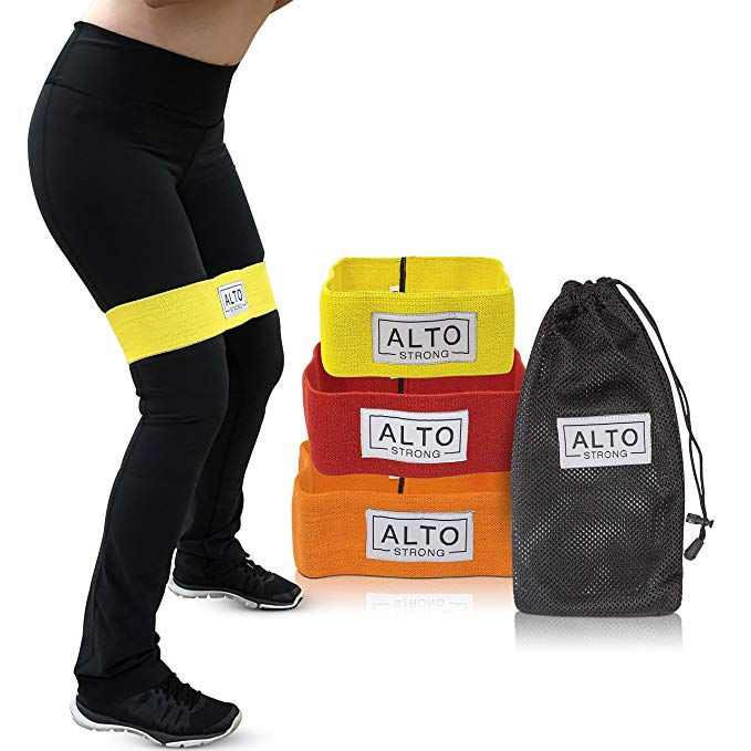 Alto Strong Hip Resistance Bands - Set of 3 With a Carrying Case - Premium Soft Hip & Thigh Resistance Bands in 3 Sizes - Medium/Large/Extra Large - For Home/Gym/Crossfit/Squats/Glutes